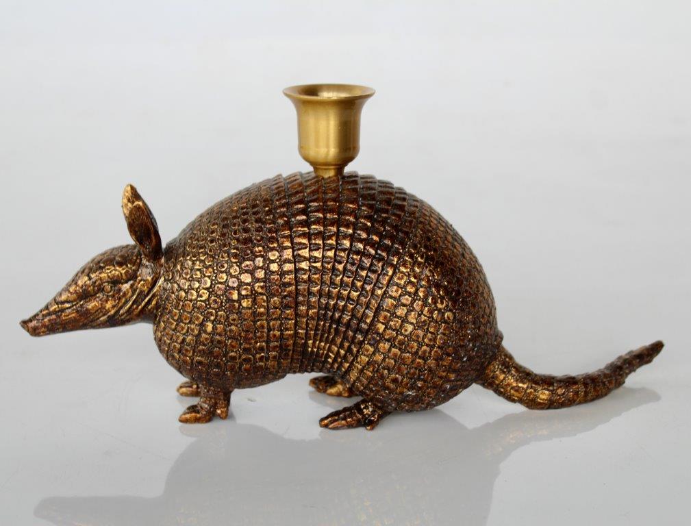 Gold Armadillo Candle Holder